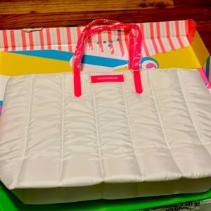 Drunk Elephant...Puffy white neon orange straps!